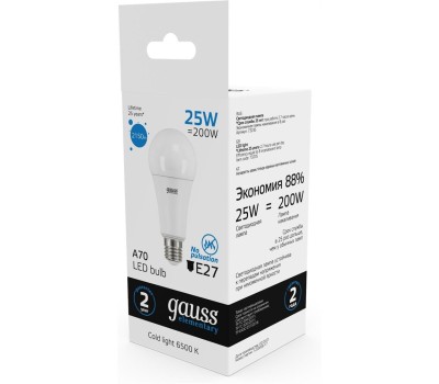 GAUSS Лампа LED E27, груша, 25Вт, Elementary A67, одна шт. [73235]