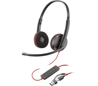 POLY Гарнитура Blackwire 3220, для компьютера, накладные, проводные, черный [8x228a6]