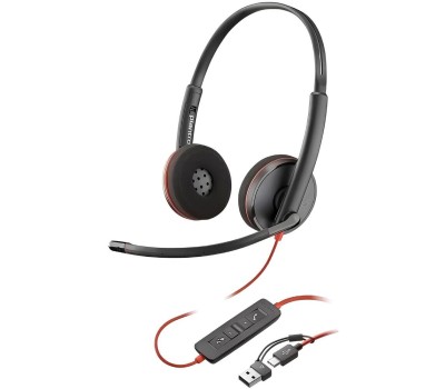 POLY Гарнитура Blackwire 3220, для компьютера, накладные, проводные, черный [8x228a6]