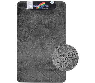 САНАКС - Коврик в ванную КЛАССИК УНИ 201825, двойной Тёмно-Серый, 55х90 + 45х55 см, 100% полиэстер 00361