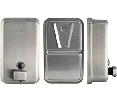 BRIMIX - Дозатор для жидкого мыла 1000 мл, настенный, прямоугольный корпус с глазком, из нержавеющей стали марки SUS 304, цвет САТИН. 616K