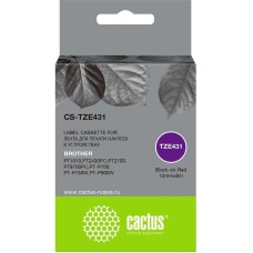 CACTUS Картридж CS-TZE431, TZE-431, 12мм, черный шрифт, красный фон, 8м ( CS-TZE431