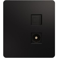 KRANZ Розетка ROUND компьютерная RJ45 кат6 + TV с/у оникс