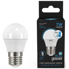 GAUSS Упаковка ламп LED E27, шар, 7Вт, 105102307-S, 10 шт