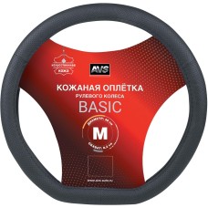Оплетка на руль AVS Оплетка на руль D-образная (иск. кожа) IL-296DS -M-B (размер M, черный) - Серия 