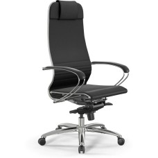 МЕТТА Кресло Samurai K-1 черный сиденье черный экокожа с подголов. крестов. алюминий хром