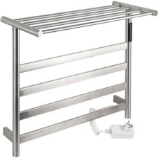 KRAFTTE - Полотенцесушитель электрический, 510 х 575 х 220 мм, лесенка на 4 перекладины с полкой, 75 Вт, из нержавеющей стали, сенсорное управление с таймером до 24 часов, цвет САТИН. 44023