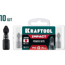 KRAFTOOL Impact PH 2, 25 мм, 10 шт, ударные биты (26191-2-25-S10)
