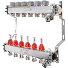 Сантехническая арматура ROYAL THERMO Коллектор нерж. в сборе с расходомерами 1