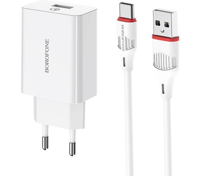 Сетевое ЗУ BOROFONE (6931474702487) BA21A QC3.0 для Type-c - белый