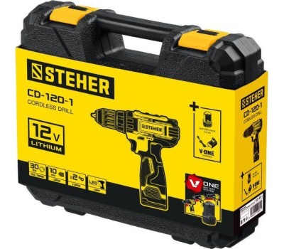 Дрель STEHER CD-120-2 12В, 2 АКБ (2Ач), в кейсе, дрель-шуруповерт