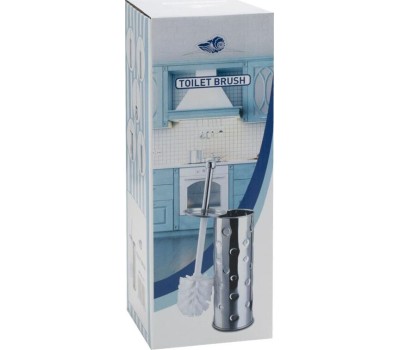 Аксессуары для ванной комнаты и туалета САНАКС 312 Ёрш для унитаза напольный, круглый с ДЕКОРОМ из нержавеющей полированной стали 410