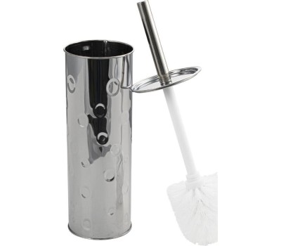 Аксессуары для ванной комнаты и туалета САНАКС 312 Ёрш для унитаза напольный, круглый с ДЕКОРОМ из нержавеющей полированной стали 410