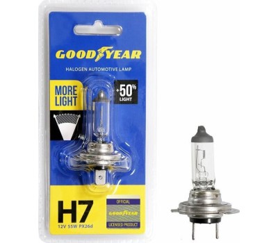 Лампа галогенная GOODYEAR GY017125 лампа галогенная автомобильная Н7 12V 55W PX26d More Light (блистер)