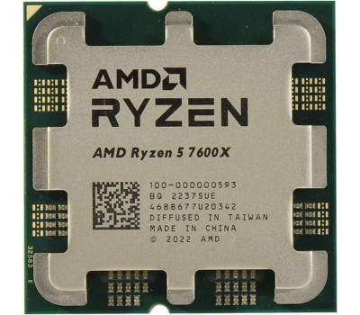AMD CPU Ryzen 5 7600X BOX (100-100000593WOF) {4.7/5.0GHz Boost,38MB,105W,AM5, with Radeon Graphics, без кулера}