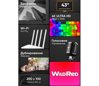 Телевизор SOUNDMAX SM-LED43M01SU UHD SMART TV Android Безрамочный