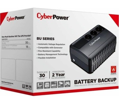 ИБП CYBERPOWER ИБП BU725E {Line-Interactive, 725VA/390W (3 EURO), 12В/5 Ач х 1}
