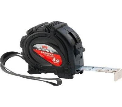 Рулетка MATRIX Рулетка Black,3 м х 16 мм,обрезиненный корпус 31013