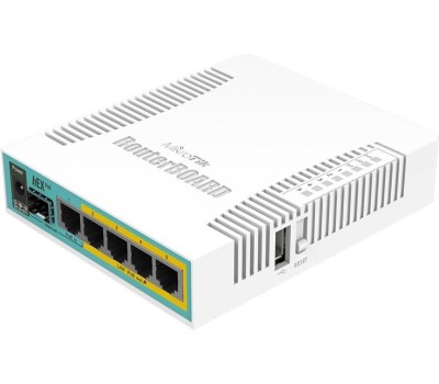 Роутер MIKROTIK Роутер hEX PoE, 4 LAN, 1xUSB, 1xSFP, белый [rb960pgs]