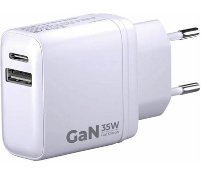 BORASCO Сетевое зарядное устройство USB-A, USB-C, USB-C, 35Вт, 3A, белый [52387]