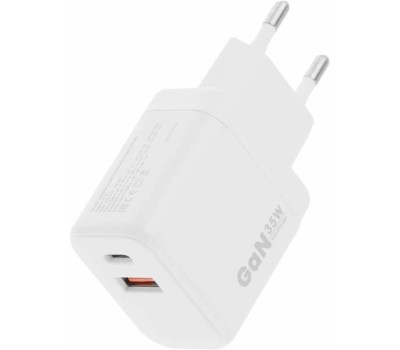 BORASCO Сетевое зарядное устройство USB-A, USB-C, USB-C, 35Вт, 3A, белый [52387]