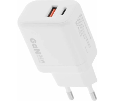 BORASCO Сетевое зарядное устройство USB-A, USB-C, USB-C, 35Вт, 3A, белый [52387]