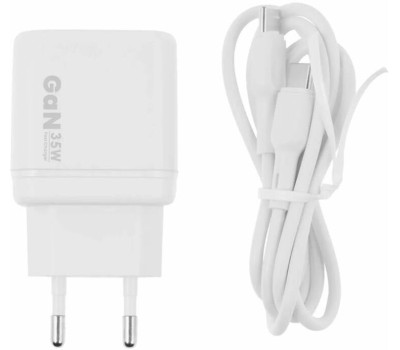 BORASCO Сетевое зарядное устройство USB-A, USB-C, USB-C, 35Вт, 3A, белый [52387]