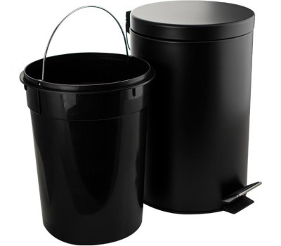 САНАКС - Ведро из нержавеющей стали, с педалью, круглое, 12 литров, цвет ЧЁРНЫЙ. 2412