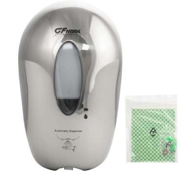 GFmark - Дозатор СЕНСОРНЫЙ, для жидкого МЫЛА , модель КОКОН с окошком, пластик АБС, ХРОМ, с датчиком объёма жидкости и уровня заряда батарей, 1000 мл 720