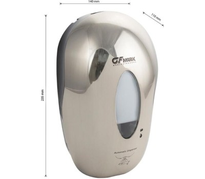 GFmark - Дозатор СЕНСОРНЫЙ, для жидкого МЫЛА , модель КОКОН с окошком, пластик АБС, ХРОМ, с датчиком объёма жидкости и уровня заряда батарей, 1000 мл 720
