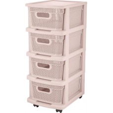Комод KEEPLEX KL379622005 Ajur с корзинами на колесиках четырехсекционный компакт 37х30х69см бежевый топаз