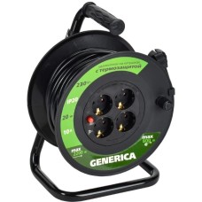IEK Удлинитель силовой GENERICA УК20 (WKP10-10-04-20-G) 3x1.0кв.мм 4розет. 20м ПВС 10A катушка черный