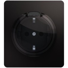 KRANZ Розетка ROUND 1-ая с/з с/у, со шторками и крышкой 16А оникс