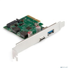 Exegate EX298303RUS Контроллер ExeGate EXE-313-1A1C (PCI-E x4 v3.0, USB3.2 Gen2 1xType-A + 1xType-C ext., SuperSpeed+ скорость до 10 Гбит/с, разъем доп.питания, ASMedia Chipset ASM3142)