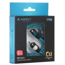 Кабель ASPECT Межблочный кабель RCA-CL2.1, Cyan Line, витая пара, OFC, 1 экран, 2RCA-2RCA, 1м