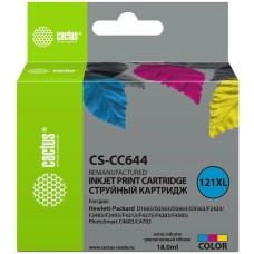 CACTUS Картридж струйный CS-CC644 №121XL многоцветный (18мл) для HP DJ D1663/D2500/D2563/D2663/D5563/F2423/F2493/F4213/F4275/F4280/F4283/F4583/PS C4683/C4783 с чипом
