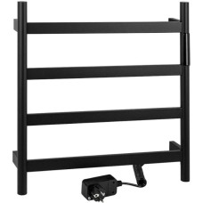 KRAFTTE - Полотенцесушитель электрический, 475 х 505 х 90 мм, лесенка 4 перекладины, 75 Вт, из нержавеющей стали, сенсорное управление с таймером до 24 часов, цвет ЧЁРНЫЙ. 44039