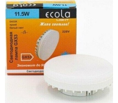 Лампа светодиодная ECOLA T5PD11ELC LIGHT GX53 11,5W TABLET 220V 6400K 27X75 матовая 30000H