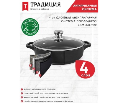 Посуда ТРАДИЦИЯ ТК9263 а/пр литая 26см стекл/кр Комфорт