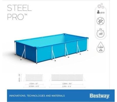 BESTWAY 56403 Бассейн каркасный STEEL PRO 259х170х61см, 2300 л