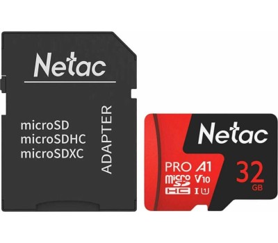 Карта памяти NETAC 32Gb MicroSD P500 Extreme Pro + SD адаптер (NT02P500PRO-032G-R)
