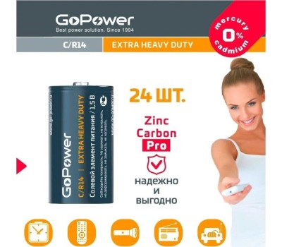 Элементы питания GOPOWER (00-00015596) Extra Heavy Duty C / R14