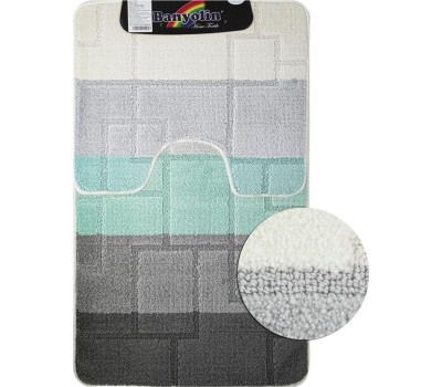 Коврик д/ванной комнаты САНАКС 00249 Коврик в ванную SILVER 71 двойной АНТРАЦИТ 60х100+50х60см