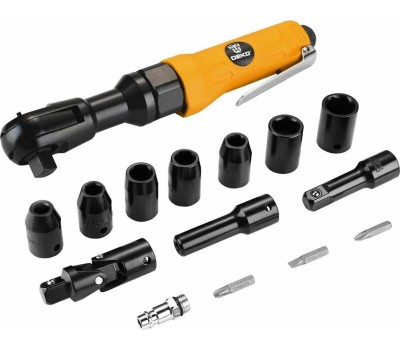 Пневматическая трещотка DEKO DKPT03 SET 3 в чемодане с набором 15 предметов 018-1103