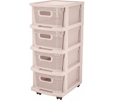 Комод KEEPLEX KL379622005 Ajur с корзинами на колесиках четырехсекционный компакт 37х30х69см бежевый топаз