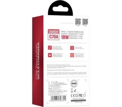 СЗУ HOCO (6931474706638) СЗУ HOCO C70A Cutting-edge single port QC3.0 (черный)