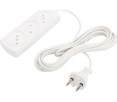 Удлинитель PROCONNECT (13-4207) 3 ГНЕЗДА, 5М, 2Х0,75 ММ2, Б/З, БЕЛЫЙ
