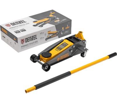 Домкрат DENZEL Домкрат гидравлический подкатной, 3 т, 125-470 мм, быстрый подъем, проф. 51260
