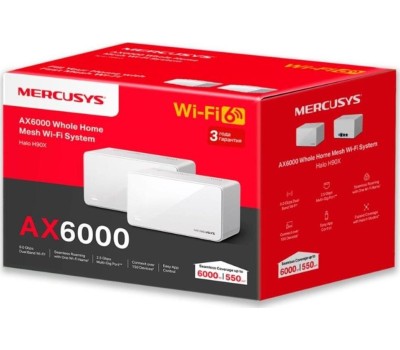 MERCUSYS Бесшовный Mesh роутер Halo H90X(2-pack), Wi-Fi 6, AX6000, 2.4/5ГГц, 2 WAN/LAN, белый, 2 шт. в комплекте
