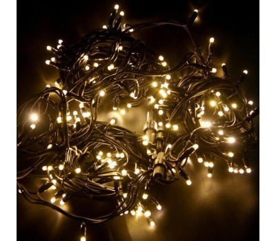 NEON-NIGHT Гирлянда светодиодная Нить 20м 200 LED ТЕПЛЫЙ БЕЛЫЙ черный каучук IP67 постоянное свечение 24В соединяется нужен транс-ор 531-100/531-311/531-312